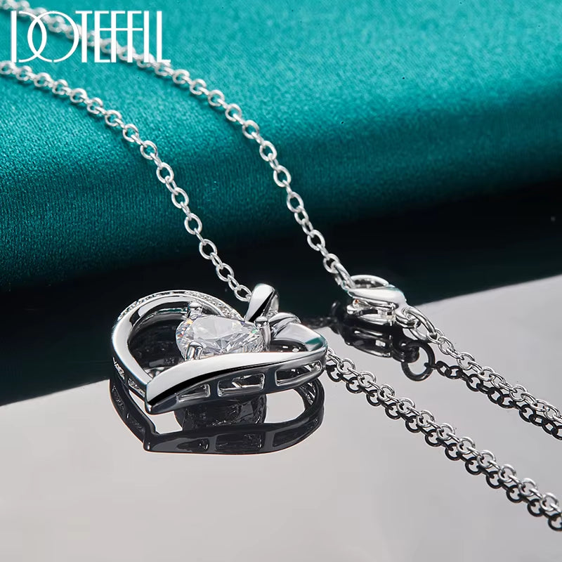 925 Sterling Silver 16-30 Inch Chain AAA Zircon Heart Pendant Necklace for Woman Wedding Engagement Charm Jewelry